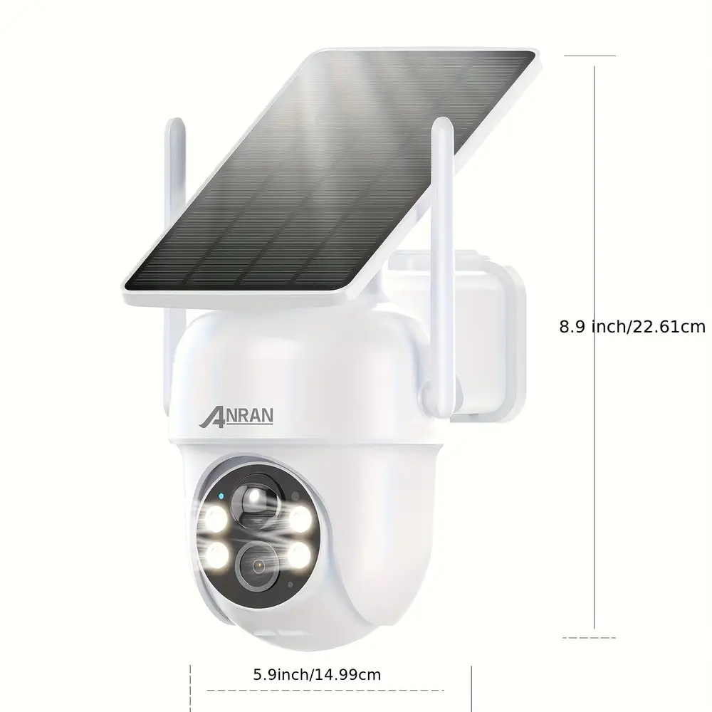 Caméra de surveillance solaire 3MP – vision 360° HD couleur, alerte et interphone