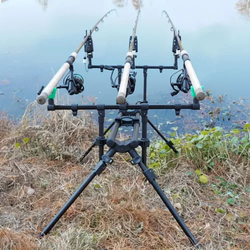 Support de canne à pêche 3 postes en alliage d’aluminium réglable et stable