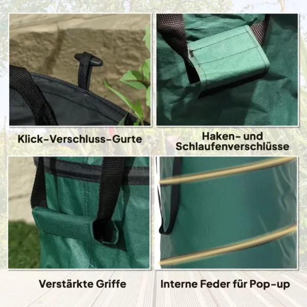 Sacs à déchets de jardin autoportants avec fermeture zippée – lot de 2 robustes et réutilisables