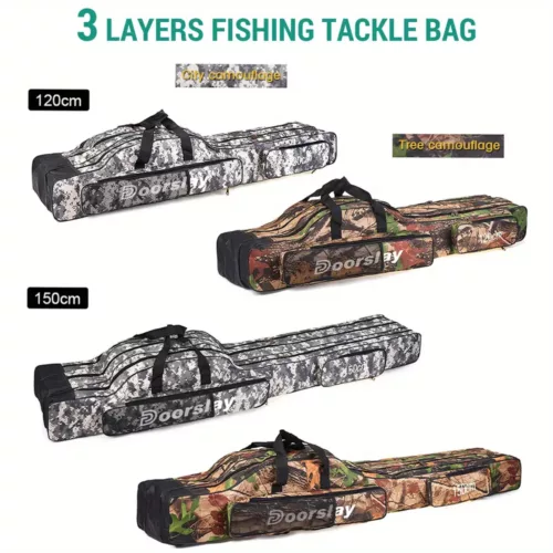 Sac de pêche 3 compartiments pliable – Fourreau portable multifonction robuste