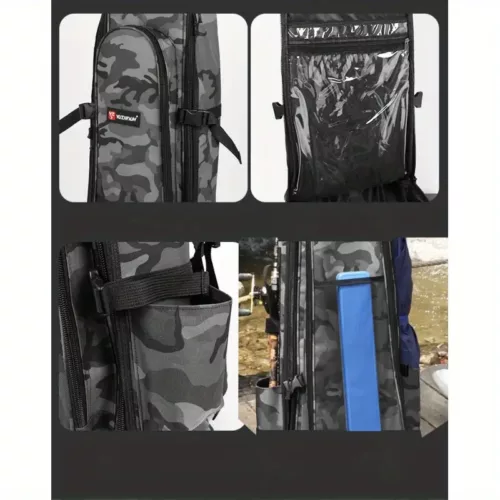 Sac à cannes à pêche rigide avec bretelles doubles – rangement multi-compartiments