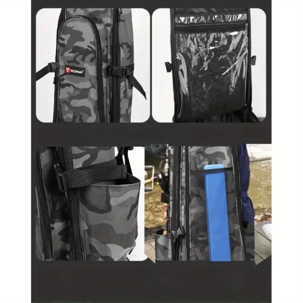Sac à cannes à pêche rigide avec bretelles doubles – rangement multi-compartiments