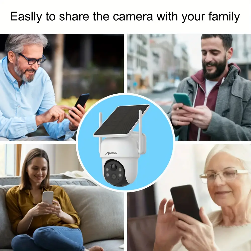 Caméra de surveillance solaire 3MP – vision 360° HD couleur, alerte et interphone