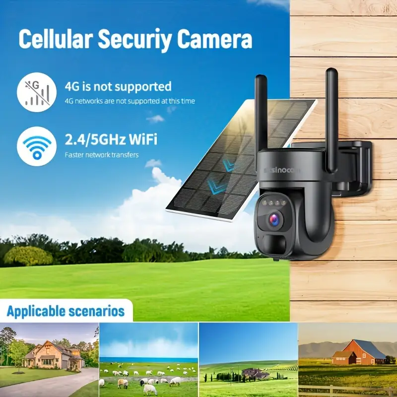 Caméra de surveillance solaire 1080p HD – vision nocturne et détection de mouvement