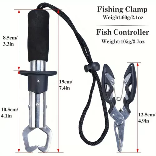 Kit pêche télescopique avec pince multifonction et filet pliable inoxydable