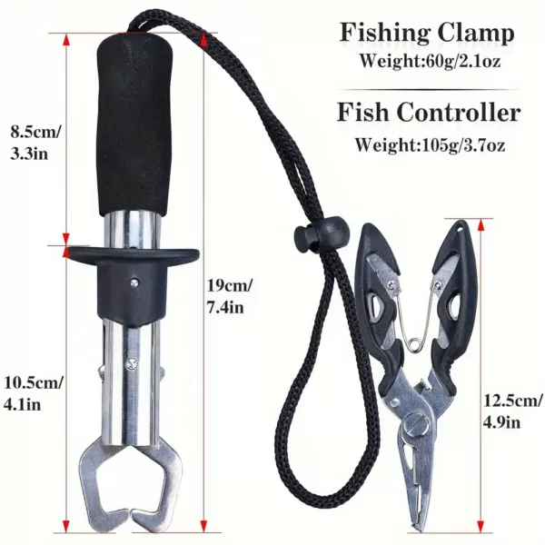 Kit pêche télescopique avec pince multifonction et filet pliable inoxydable