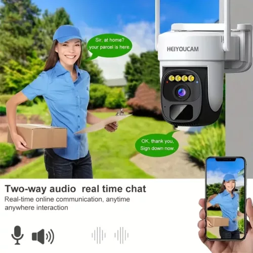 Caméra de sécurité extérieure solaire 3MP WiFi PTZ 360° avec vision nocturne couleur