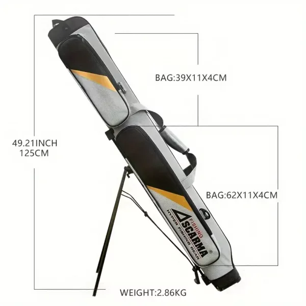 Sac à dos de pêche rigide double couche avec support et emplacement parapluie