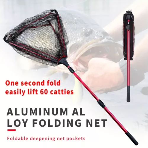 Filet de pêche pliable triangulaire – léger, solide et facile à transporter