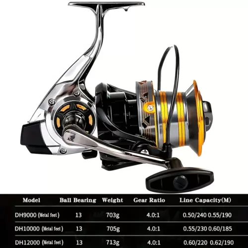 Moulinet de pêche en métal haute performance – série DH9000 à 12000