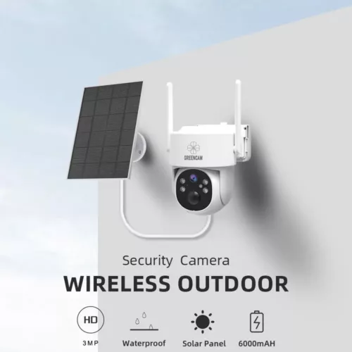 Caméras de surveillance extérieures sans fil solaires 3MP – pack de 2, vision 360° et détection AI