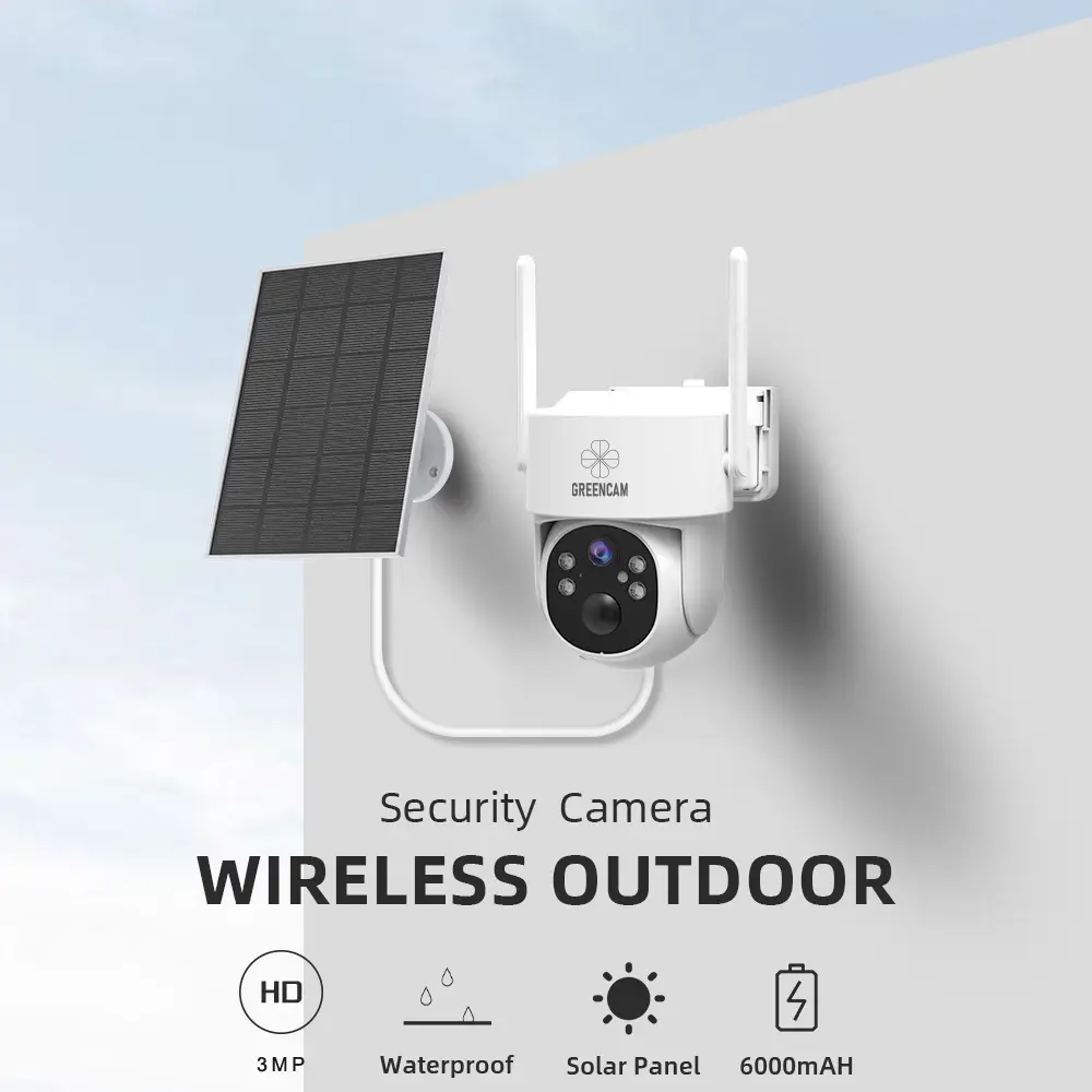 Caméras de surveillance extérieures sans fil solaires 3MP – pack de 2, vision 360° et détection AI