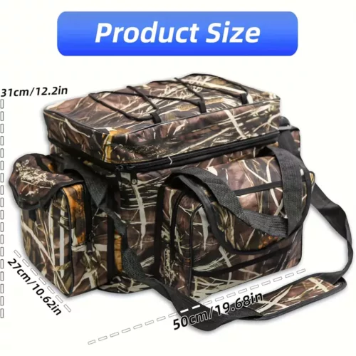 Sac de pêche pour homme grande capacité – motif camouflage et multiples poches