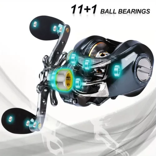 Moulinet baitcasting haute vitesse 7.0:1 avec frein magnétique pour eau douce ou salée