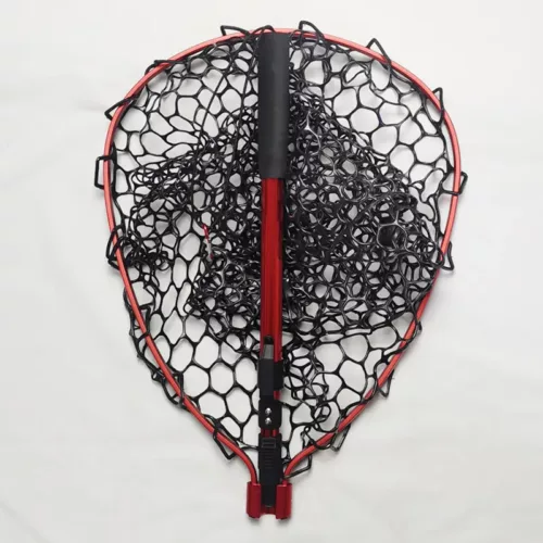 Filet de pêche pliable en aluminium avec poche silicone et mailles fines