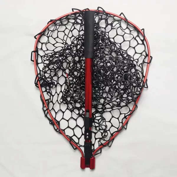 Filet de pêche pliable en aluminium avec poche silicone et mailles fines
