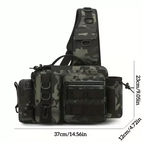 Sac à dos de pêche multifonction avec poches modulables et sangles Molle robustes