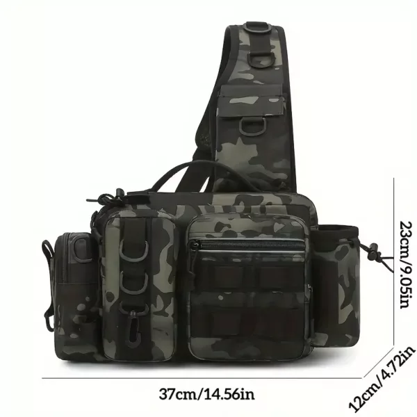 Sac à dos de pêche multifonction avec poches modulables et sangles Molle robustes
