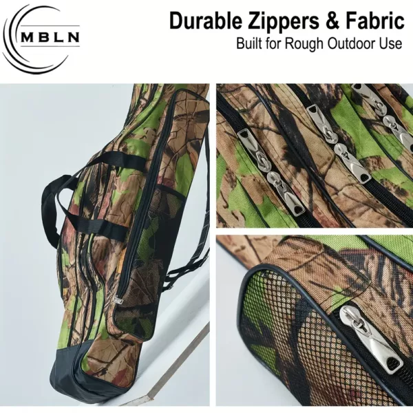 Sac canne à pêche triple compartiment camouflage jungle – rangement pratique