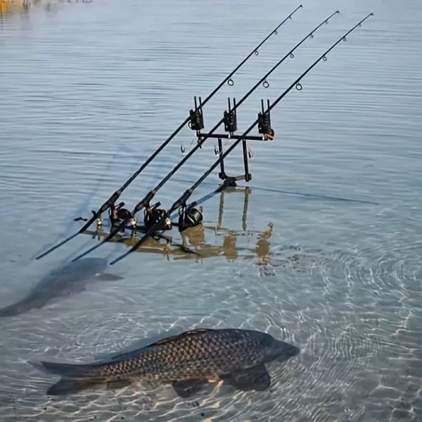 Support de cannes à pêche 3 postes pliable avec sac de transport – montage rapide