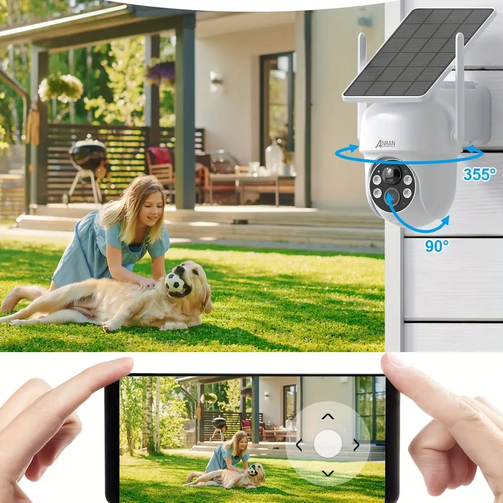 Caméra de surveillance extérieure WiFi solaire 3MP – vision couleur et audio bi-directionnel