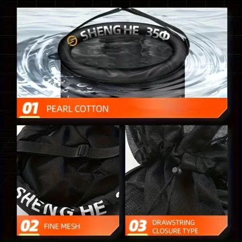 Filet de pêche pliable avec flotteur – panier à poissons robuste et portable