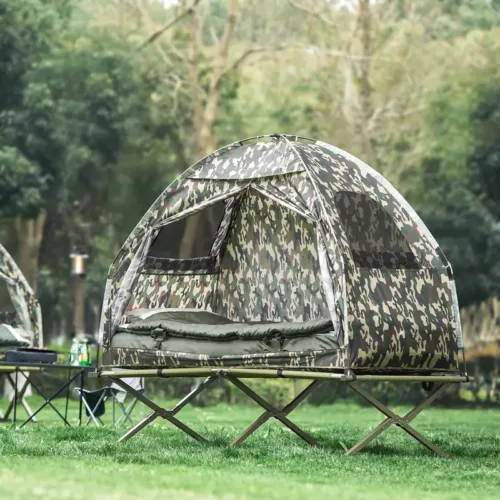 Alternative view of Lit de camping pliant double – structure acier, toile résistante, pour 2 personnes