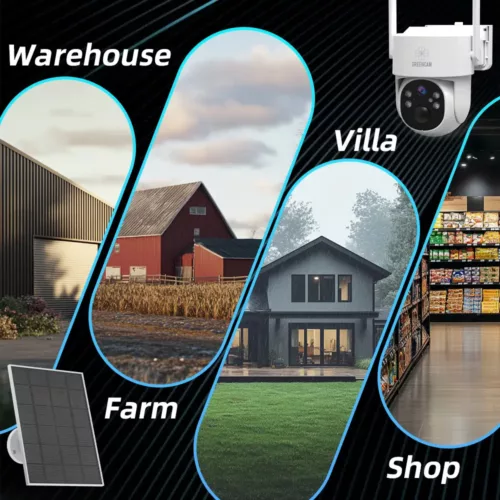 Caméras de surveillance extérieures sans fil solaires 3MP – pack de 2, vision 360° et détection AI