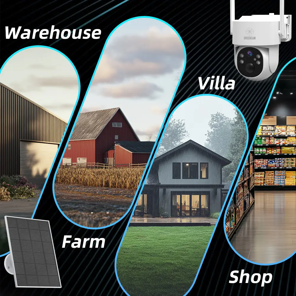 Caméras de surveillance extérieures sans fil solaires 3MP – pack de 2, vision 360° et détection AI