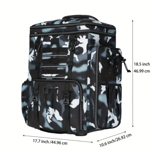 Sac à dos de pêche avec 4 boîtes de rangement et porte-cannes intégré