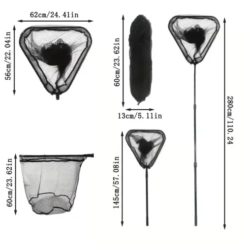 Epuisette télescopique pliable à maille caoutchouc – pêche eau douce ou salée