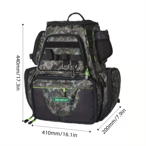 Sac à dos pêche grande capacité avec porte-cannes intégré et multiples rangements
