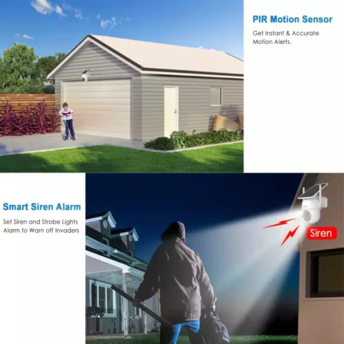 Caméra de surveillance solaire 3MP – vision 360° HD couleur, alerte et interphone