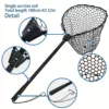 Epuisette de pêche en aluminium pliable avec filet silicone anti-accrocs