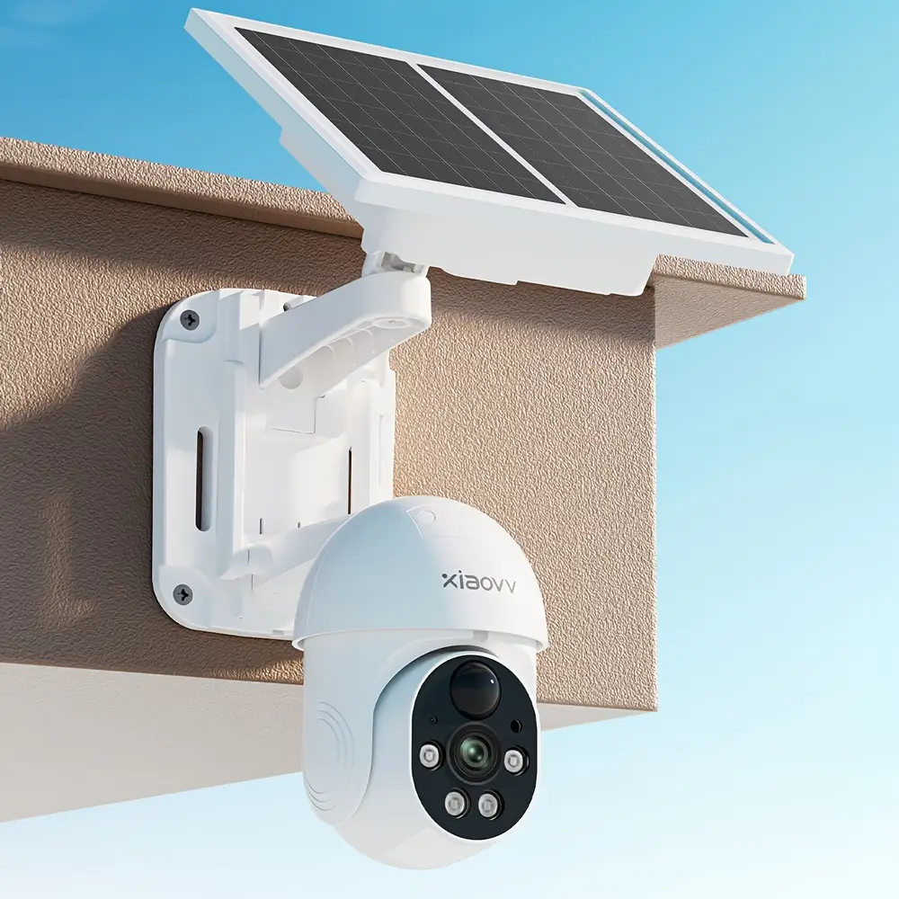 Caméra de surveillance extérieure sans fil solaire 1080p avec vision nocturne HD