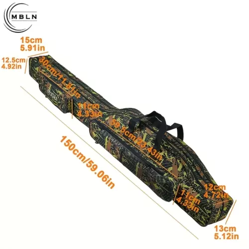 Sac de pêche à deux compartiments avec bandoulière – rangement résistant et pliable