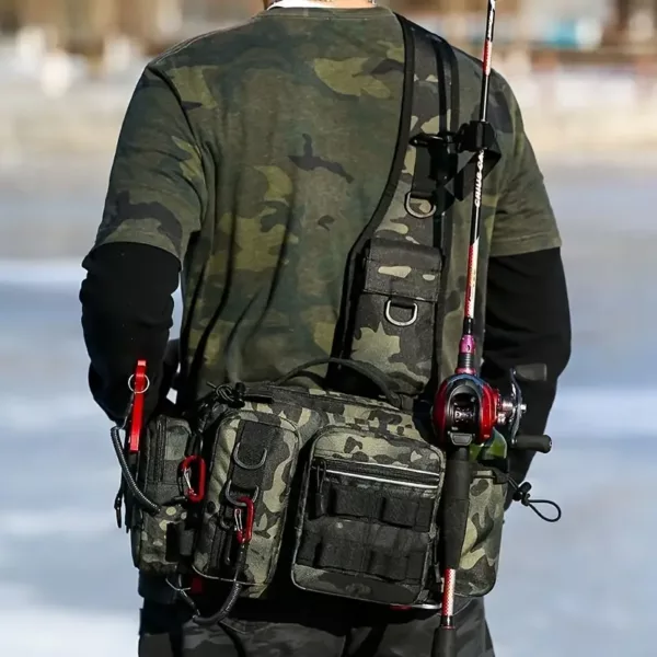 Sac à dos de pêche multifonction avec poches modulables et sangles Molle robustes