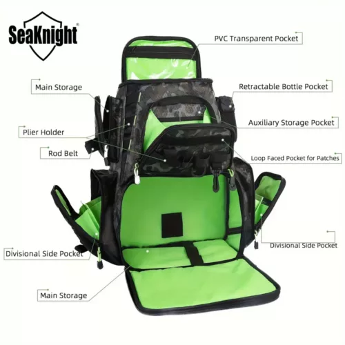 Sac à dos pêche grande capacité avec porte-cannes intégré et multiples rangements