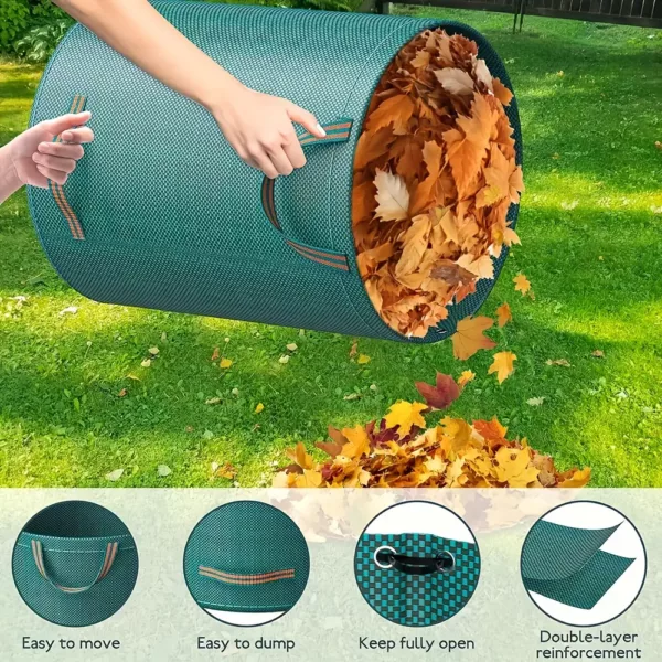 Sacs à déchets de jardin réutilisables – lot de 3 résistants avec poignées renforcées