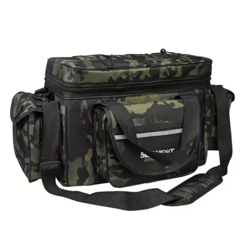 Sac de pêche à bandoulière camouflage – rangement équipement mer et carpe