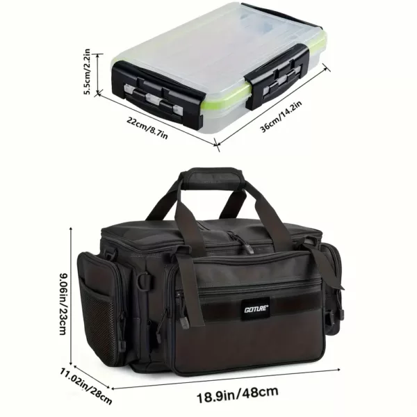 Sac de pêche avec 3 boîtes – toile 600D robuste et rangement multifonction