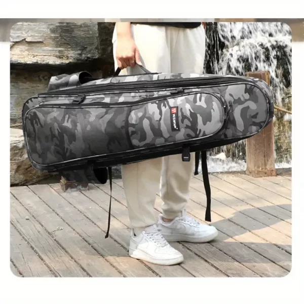 Sac à cannes à pêche rigide avec bretelles doubles – rangement multi-compartiments