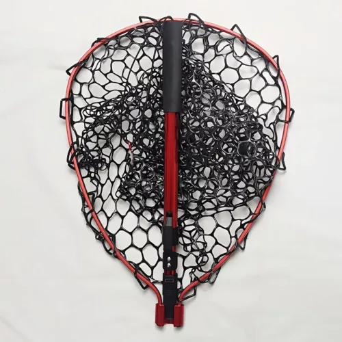 Filet de pêche pliable en aluminium avec poche silicone et mailles fines