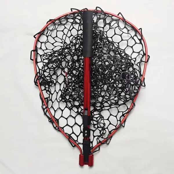 Filet de pêche pliable en aluminium avec poche silicone et mailles fines