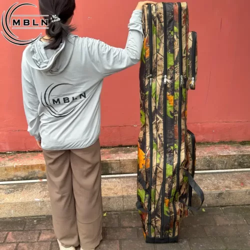Sac canne à pêche triple compartiment camouflage jungle – rangement pratique