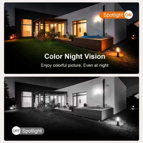 Caméra de sécurité solaire extérieure 3MP 1296P – lot de 2 sans fil avec détection intelligent