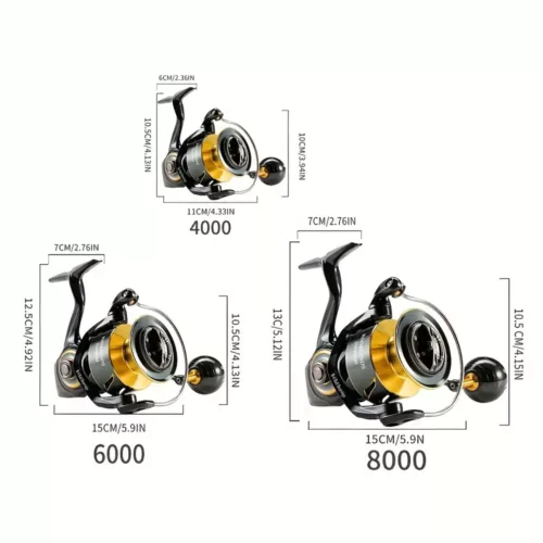 Moulinet de pêche mer 9+1 roulements – corps métal robuste frein 12 kg