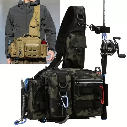Sac à dos de pêche multifonction avec poches modulables et sangles Molle robustes