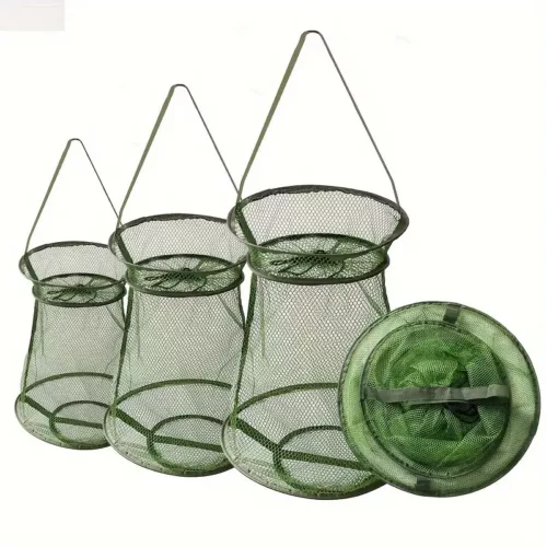 Bourriche de pêche pliable en nylon renforcé – panier filet robuste et compact