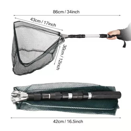 Épuisette de pêche pliable ultra-légère avec manche aluminium ergonomique